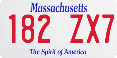 MA license plate 182ZX7