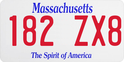 MA license plate 182ZX8