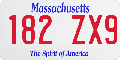 MA license plate 182ZX9