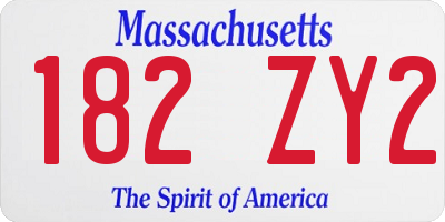 MA license plate 182ZY2