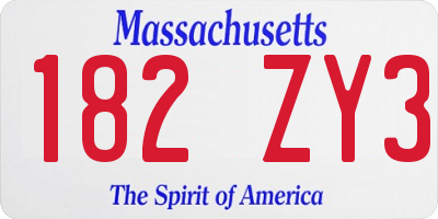 MA license plate 182ZY3