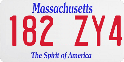 MA license plate 182ZY4