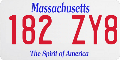 MA license plate 182ZY8