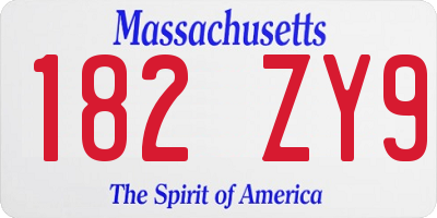 MA license plate 182ZY9