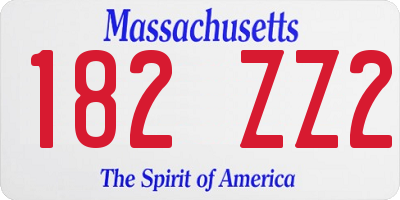 MA license plate 182ZZ2