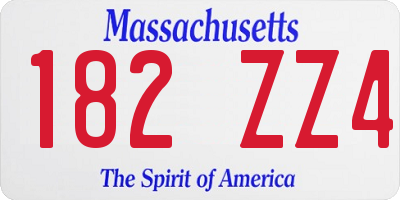 MA license plate 182ZZ4
