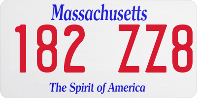MA license plate 182ZZ8