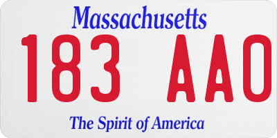 MA license plate 183AA0