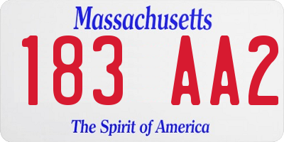 MA license plate 183AA2