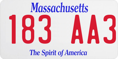 MA license plate 183AA3