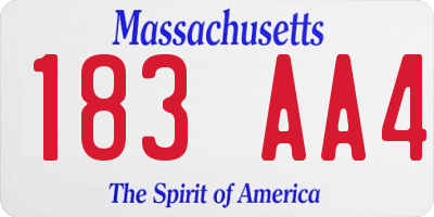 MA license plate 183AA4