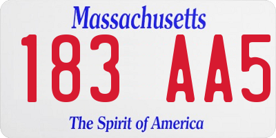 MA license plate 183AA5