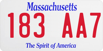 MA license plate 183AA7