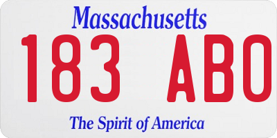 MA license plate 183AB0