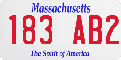 MA license plate 183AB2