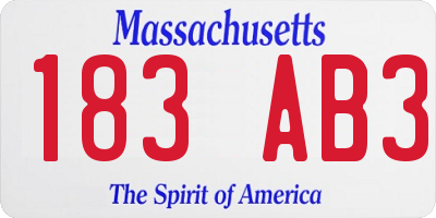 MA license plate 183AB3