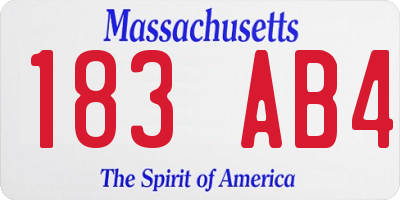 MA license plate 183AB4