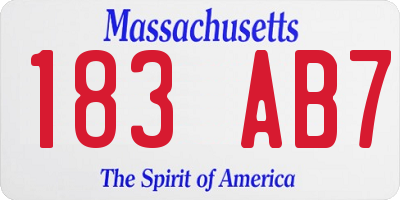 MA license plate 183AB7