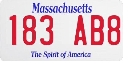 MA license plate 183AB8