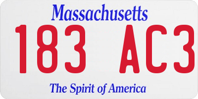 MA license plate 183AC3