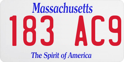 MA license plate 183AC9