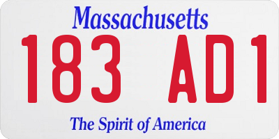 MA license plate 183AD1