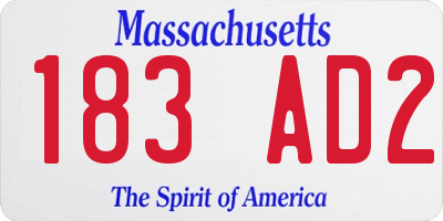 MA license plate 183AD2