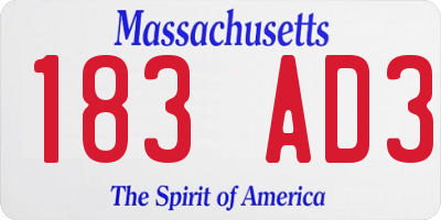 MA license plate 183AD3
