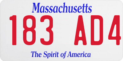MA license plate 183AD4