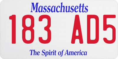 MA license plate 183AD5
