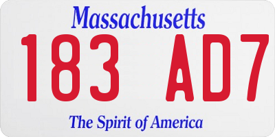 MA license plate 183AD7