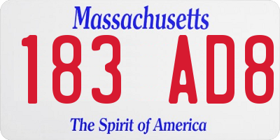 MA license plate 183AD8