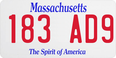 MA license plate 183AD9
