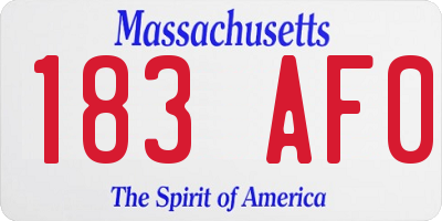 MA license plate 183AF0
