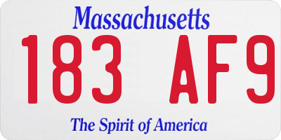 MA license plate 183AF9