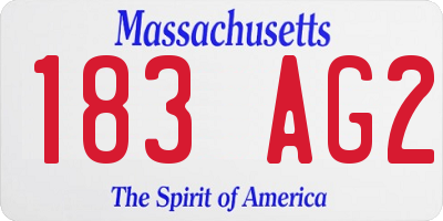 MA license plate 183AG2
