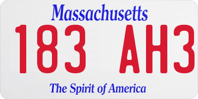 MA license plate 183AH3