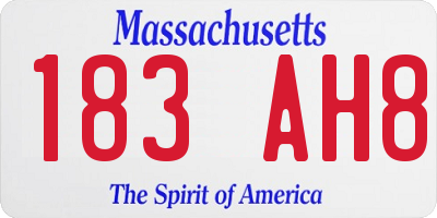 MA license plate 183AH8