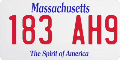 MA license plate 183AH9