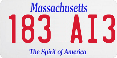 MA license plate 183AI3