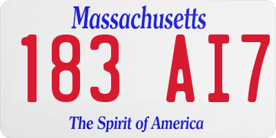 MA license plate 183AI7