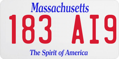 MA license plate 183AI9