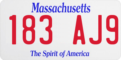 MA license plate 183AJ9