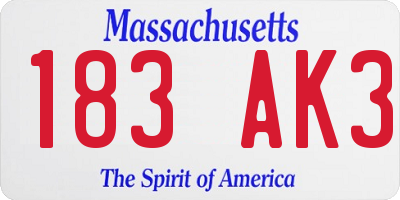 MA license plate 183AK3
