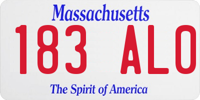 MA license plate 183AL0