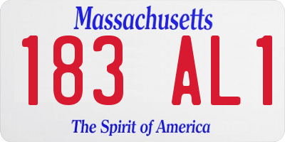 MA license plate 183AL1