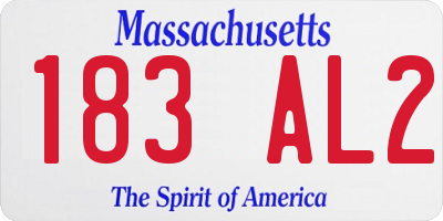 MA license plate 183AL2