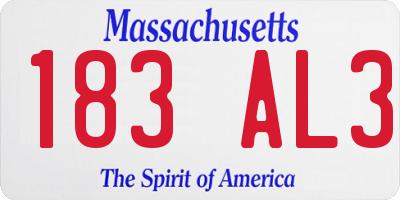 MA license plate 183AL3