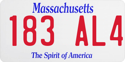 MA license plate 183AL4