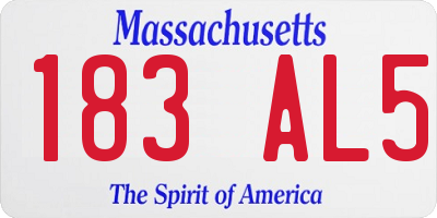 MA license plate 183AL5